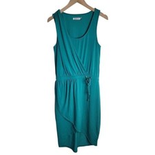 JustFab Dress Women's Large Shift Asymmetrical Sleeveless Green Teal