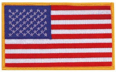 Jumbo US Flag Patch 3x5'' Gold Border Embroidered Iron On American USA Large Big
