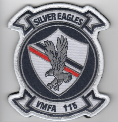 4'' MARINE CORPS VMFA-115 SQUADRON SILVER EAGLES GRAY EMBROIDERED PATCH