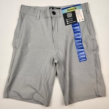 Hurley Youth Hybrid Short 4-Way Stretch With 2 Pockets Boys Gray NEW