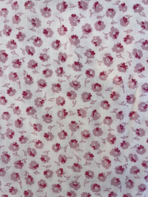 2 Yds Concord Fabrics FANCY FREE Home Division White with Pink Floral Flowers
