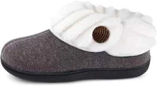 Women's Memory Foam Slippers with Fuzzy Faux Fur Collar Closed Back House Shoes