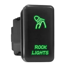 ROCK LIGHTS (Rock) Green LED Tall Push Button 1.54"x 0.83" (Fit: Toyota)
