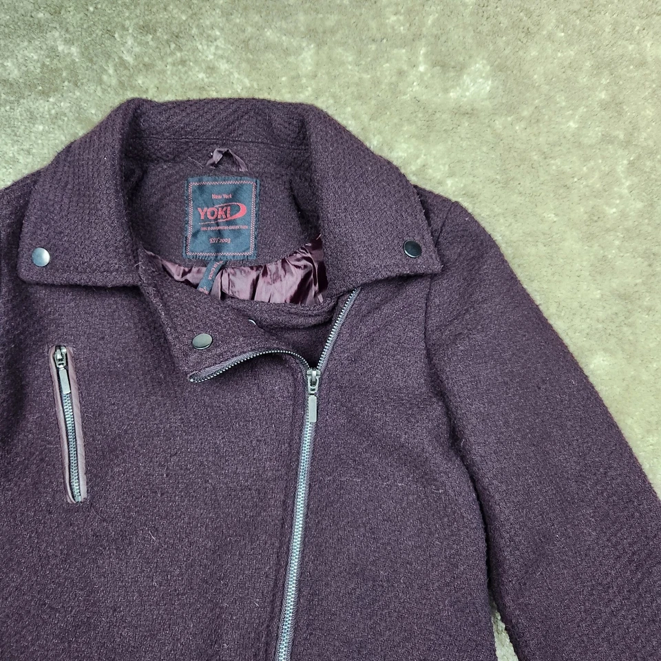 Yoki женщин молнии бушлат куртка бордовый размер L JW2165-4 EUC - Изображение 2 из 4