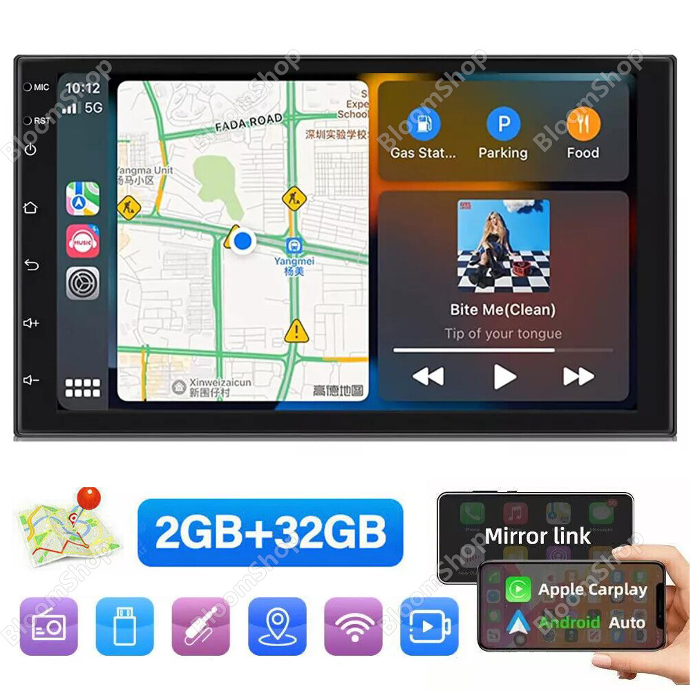 Upgrade to the Android 13 Double 2 Din 7 Inch Car Stereo Radio with GPS Navi, WiFi, MP5 Playback, and Responsive Touch Screen