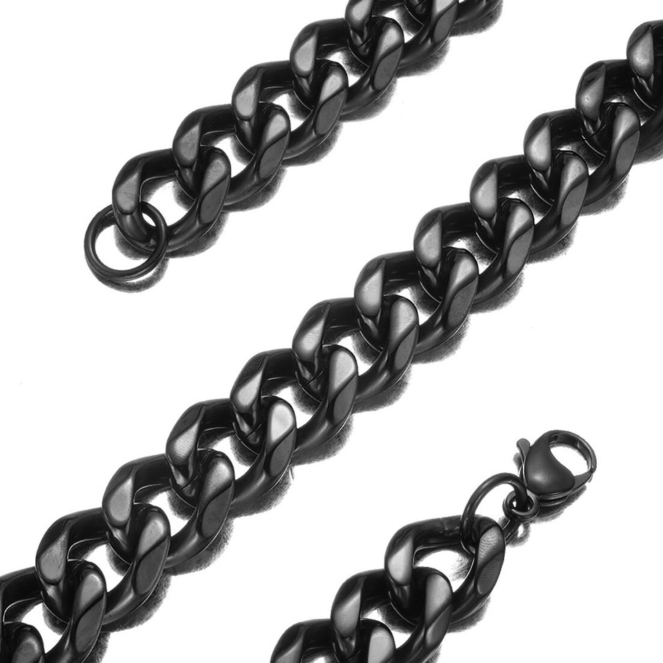 Fashion Polished 19mm 24" Black Mens Chain Stainless Steel Curb Link