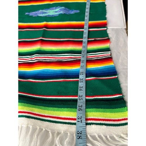 19" x 38" Mexican Serape Table Runner Colorful Stripes Embroidered Accent Decor - Picture 10 of 12