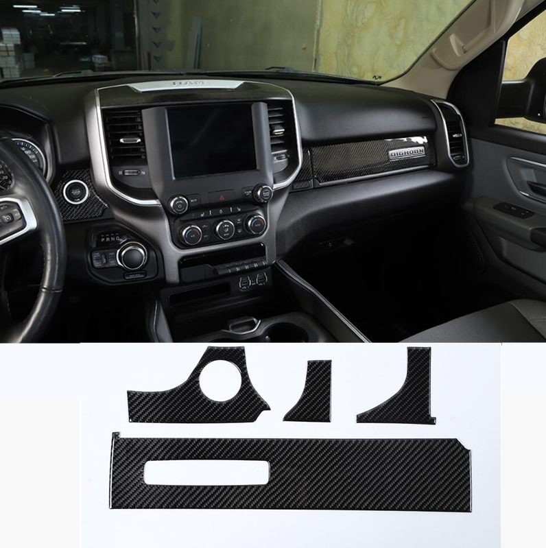 carbon fiber Central Console Dashboard cover 4x Fit For Dodge RAM 1500 19-2022