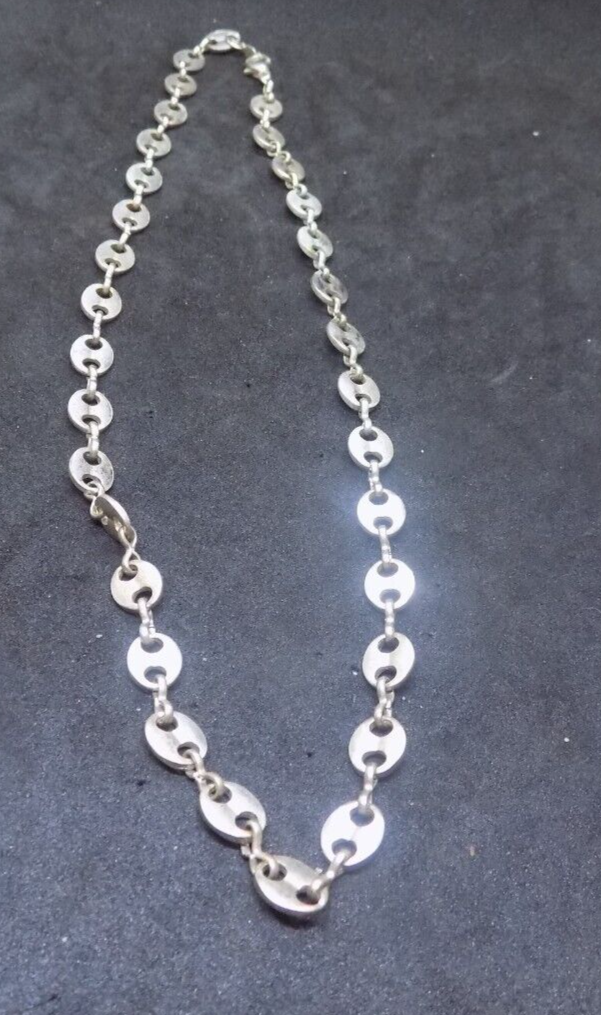 Vintage Stamped 18KGP Metal Link Silver Tone Necklace 18” Long