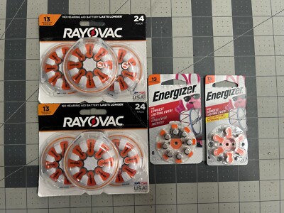 62-count pack Rayovac Energizer EX 05/26 Hearing Aid Batteries Size 13 Lot