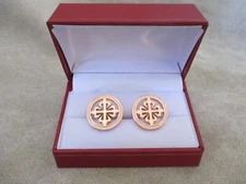 Genuine Patek Philippe Coin Edge Concessionaires Cufflinks Rose Gold w/Gift Box