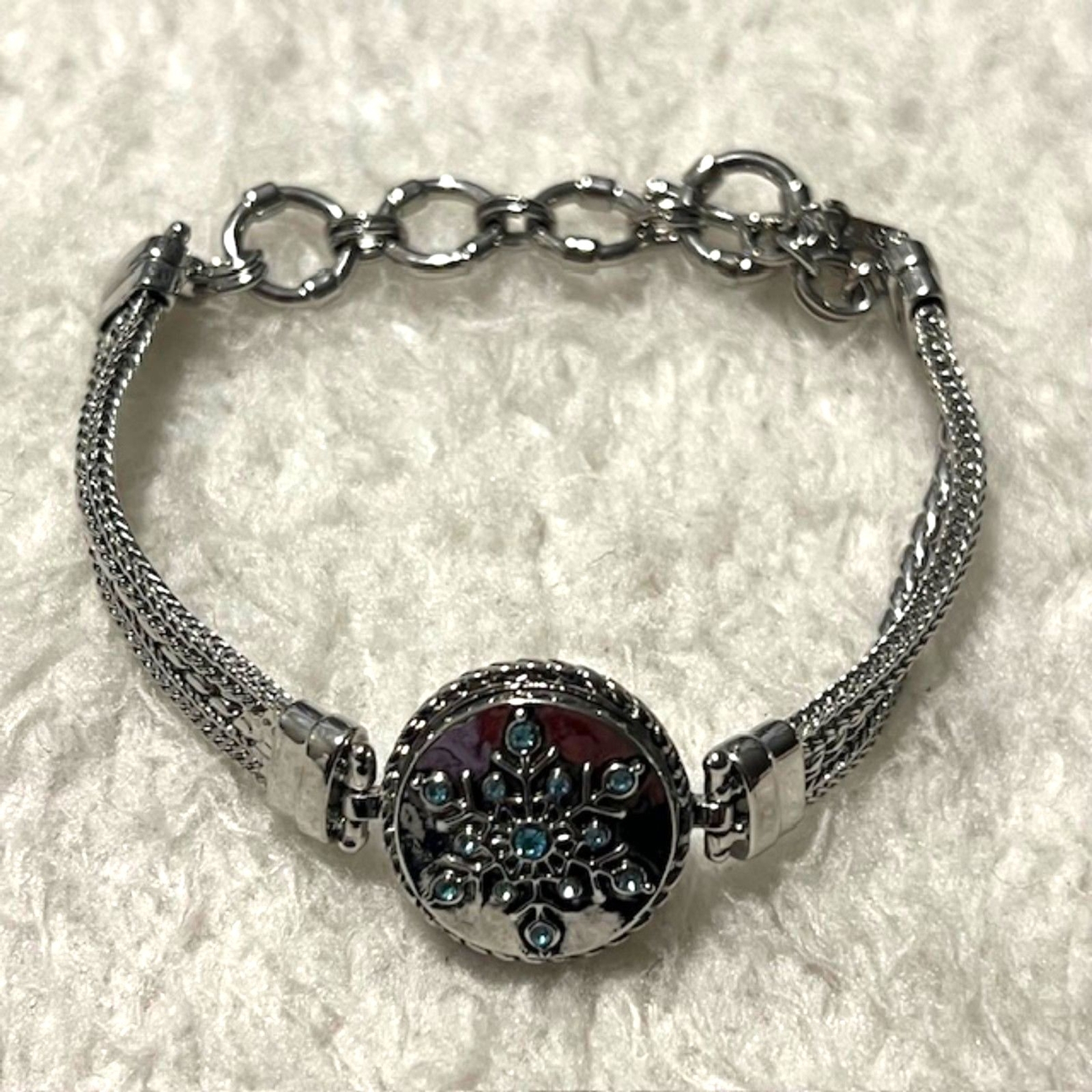 Ginger Snaps Silver Tone Multi Chain Bracelet Blu… - image 3