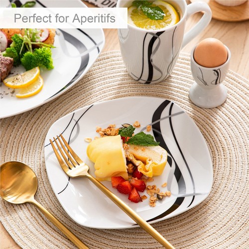 veweet FIONA Dinner Set Tableware Ceramic Dinnerware Plates Bowls Mugs Set White - Picture 22 of 62