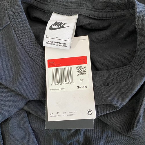 Nike Sportswear T-Shirt Dress Kids Large Black Short Sleeve - Picture 5 of 6