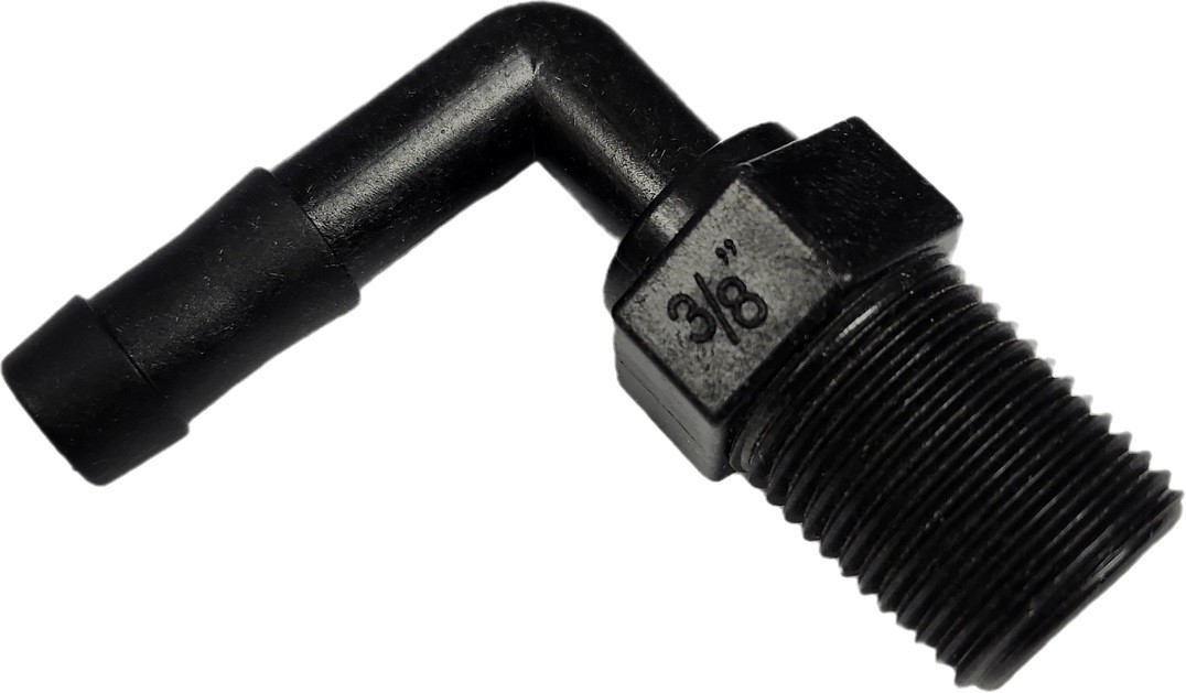 Banjo 90 Degree Hose Fitting 3/8" Male Thread X 3/8" Hose Barb - HB038-90