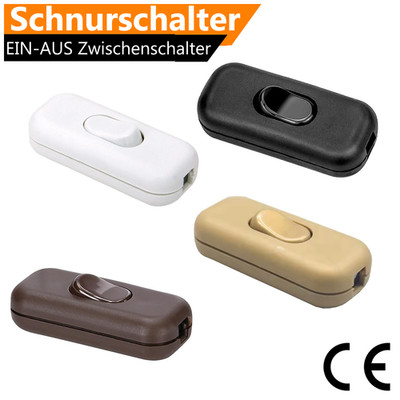 Schnurschalter EIN & AUS Schnur Zwischenschalter 230V Lampen Inline Schalter