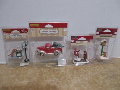 Lemax  Lot Of 4 NIP Recess Pause  Pickup Truck Birdhouse Curiosity & No Litterin
