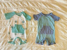 Kyte Baby Shortall Bundle 3-6 Months Rompers Succulent and Seafoam-Slate