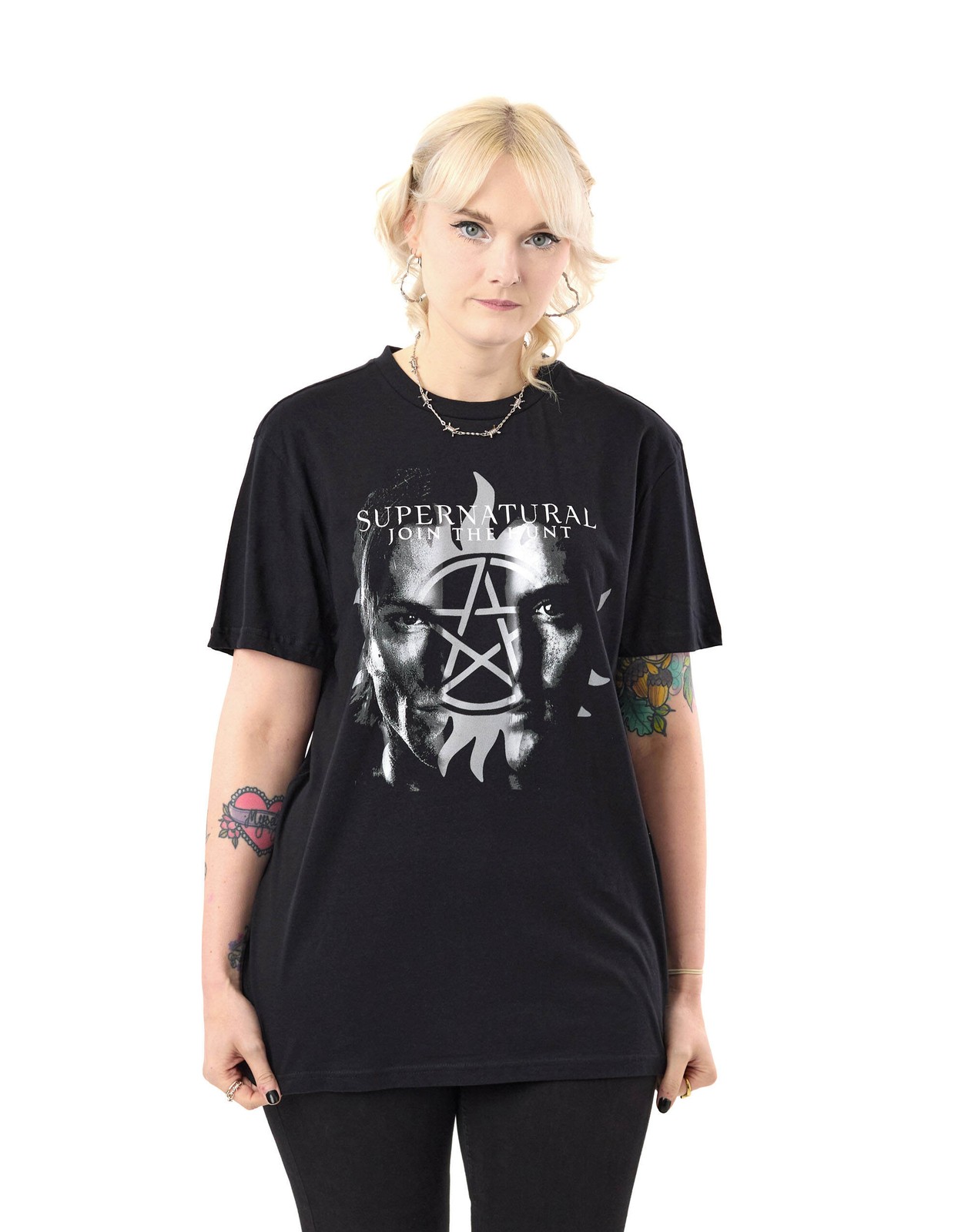 Сверхъестественные Шварцы Присоединяются к охоте на футболку Kurzarm Herren