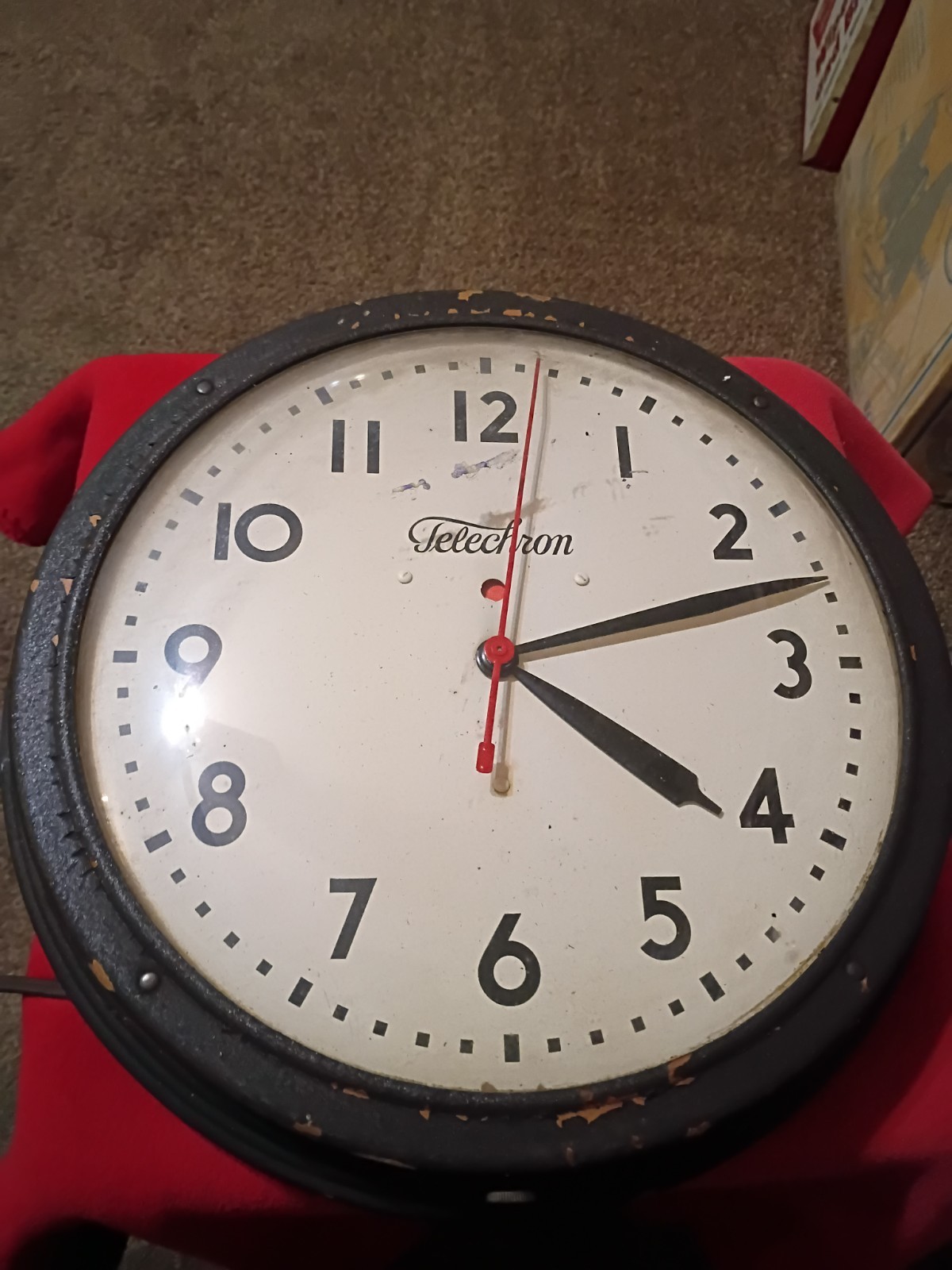Vintage GE Red Eye School Wall Clock General Electric Untested Antique glass