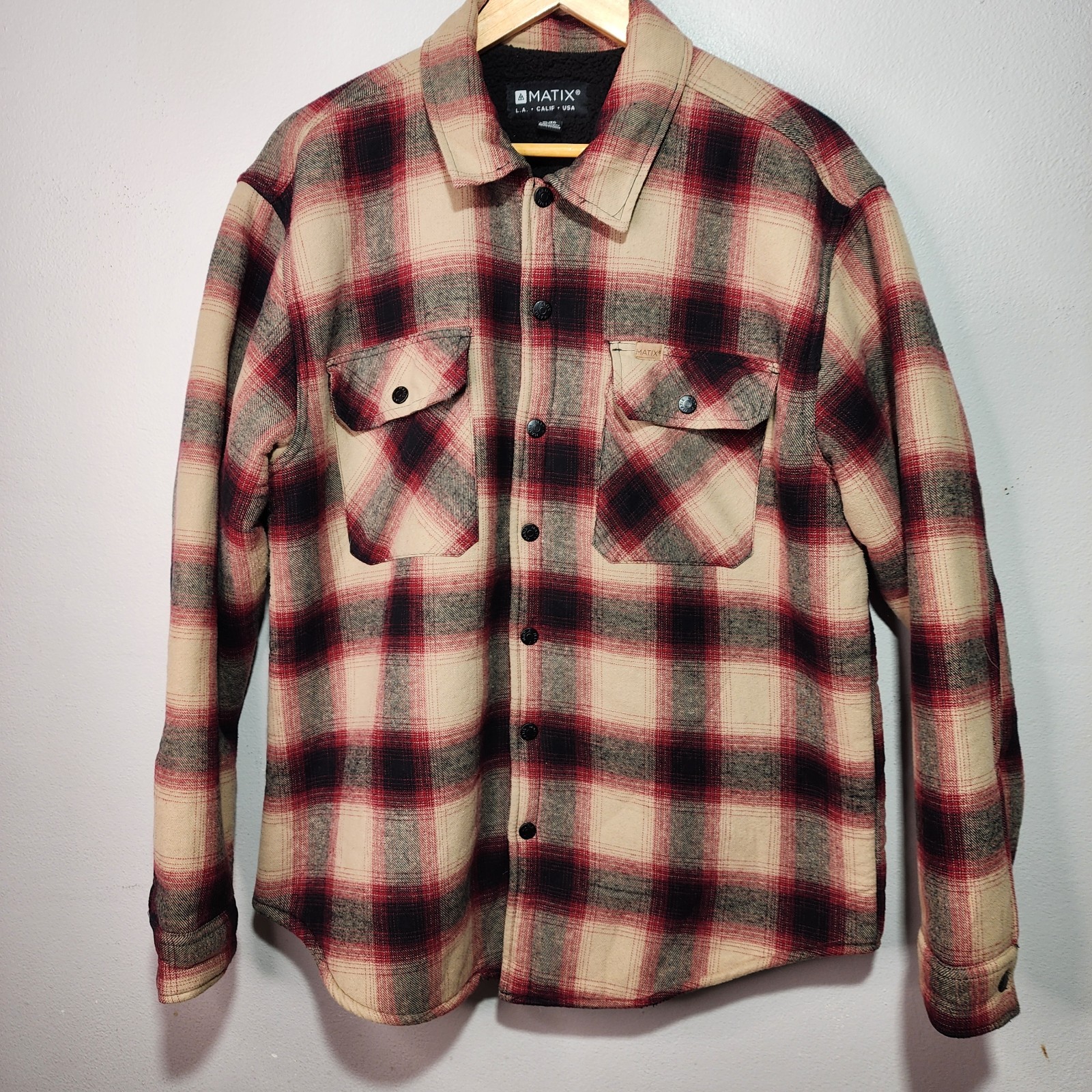 Matix Men XL Plaid Fleece Sherpa-Lined Shacket for Outdoor Work