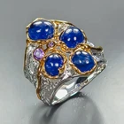 Handmade Blue Sapphire Ring 925 Sterling Silver Size 7.5 /R474624