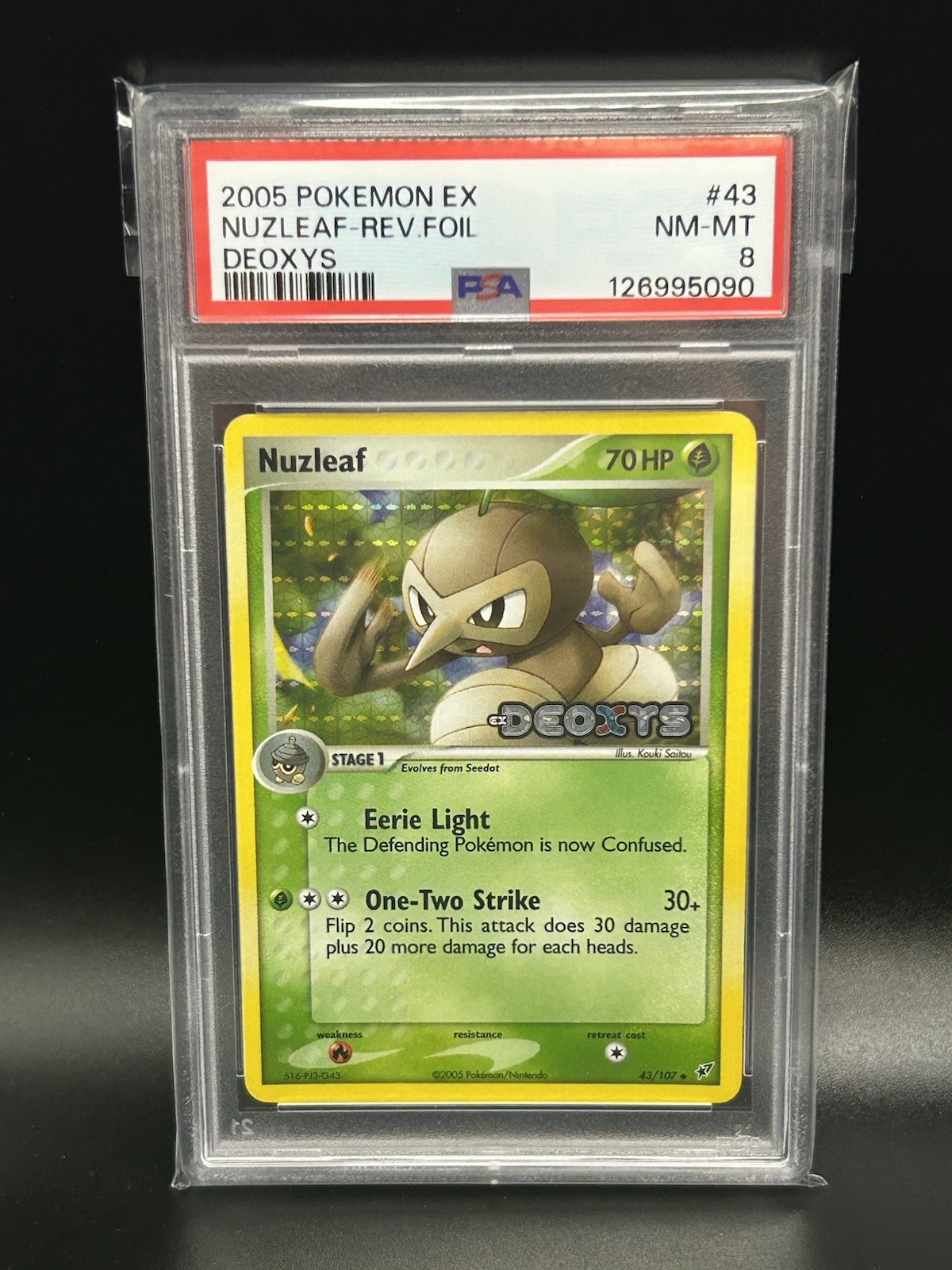 2005 Pokemon Nuzleaf EX Deoxys Stamped Reverse Holo #43 PSA 8