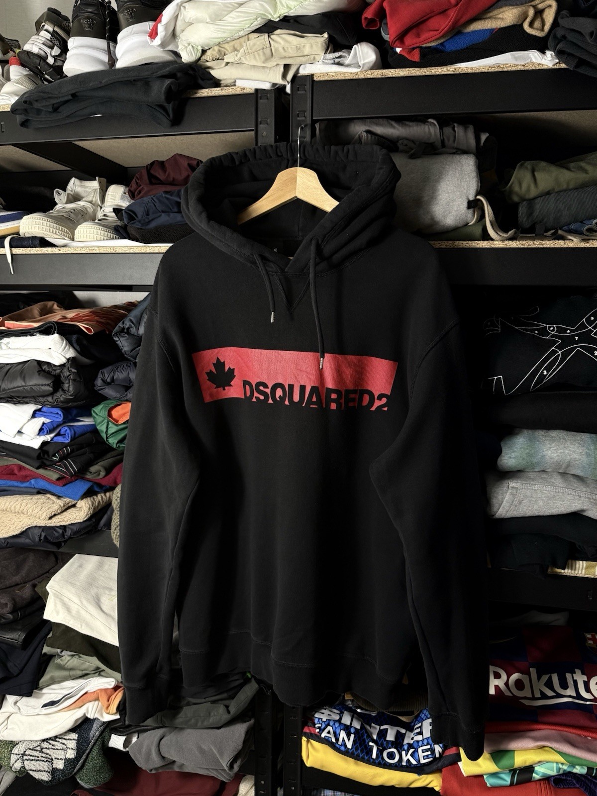 Dsquared2 Hoodie XL Black Red Logo Sweatshirt Pullover Made in Italy