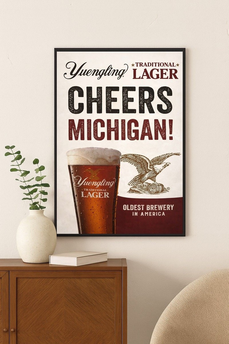 🎉 Vintage Yuengling Beer Poster - Cheers Michigan! 🍻 24x36