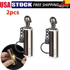 2pc Portable Permanent Match Keychain, Flint Matchstick Fire Starter Lighter