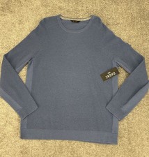 Rhone Walden Waffle Knit Sweater Large Blue Horizon Marle Wool Cashmere Blend