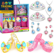 Princess Dress up Shoes Set Girls Role Play Shoes Toddler Pretend Jewelry Toys S
