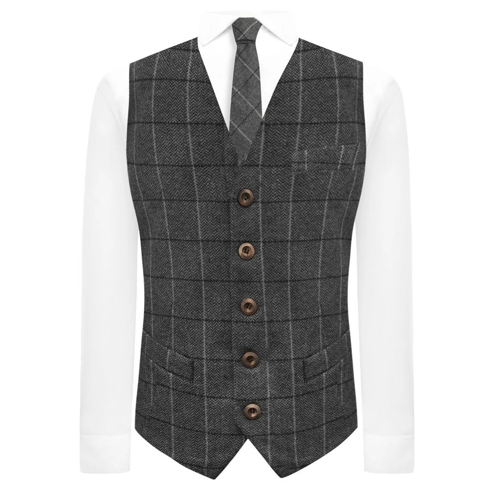 Gilet Taille Graphite Gris Chevrons Tweed 2XL 46in King & Priory - Photo 3/4