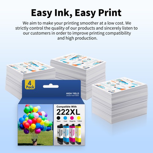 4 Pack T222XL 222XL Replacement Ink Cartridges for Epson WF-2960 XP-5200 Printer - Picture 6 of 6