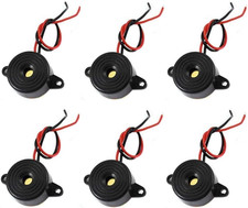 6 Pcs DC 3-24V 85Db Sound Electronic Buzzer Alarm Black 23 X 12Mm