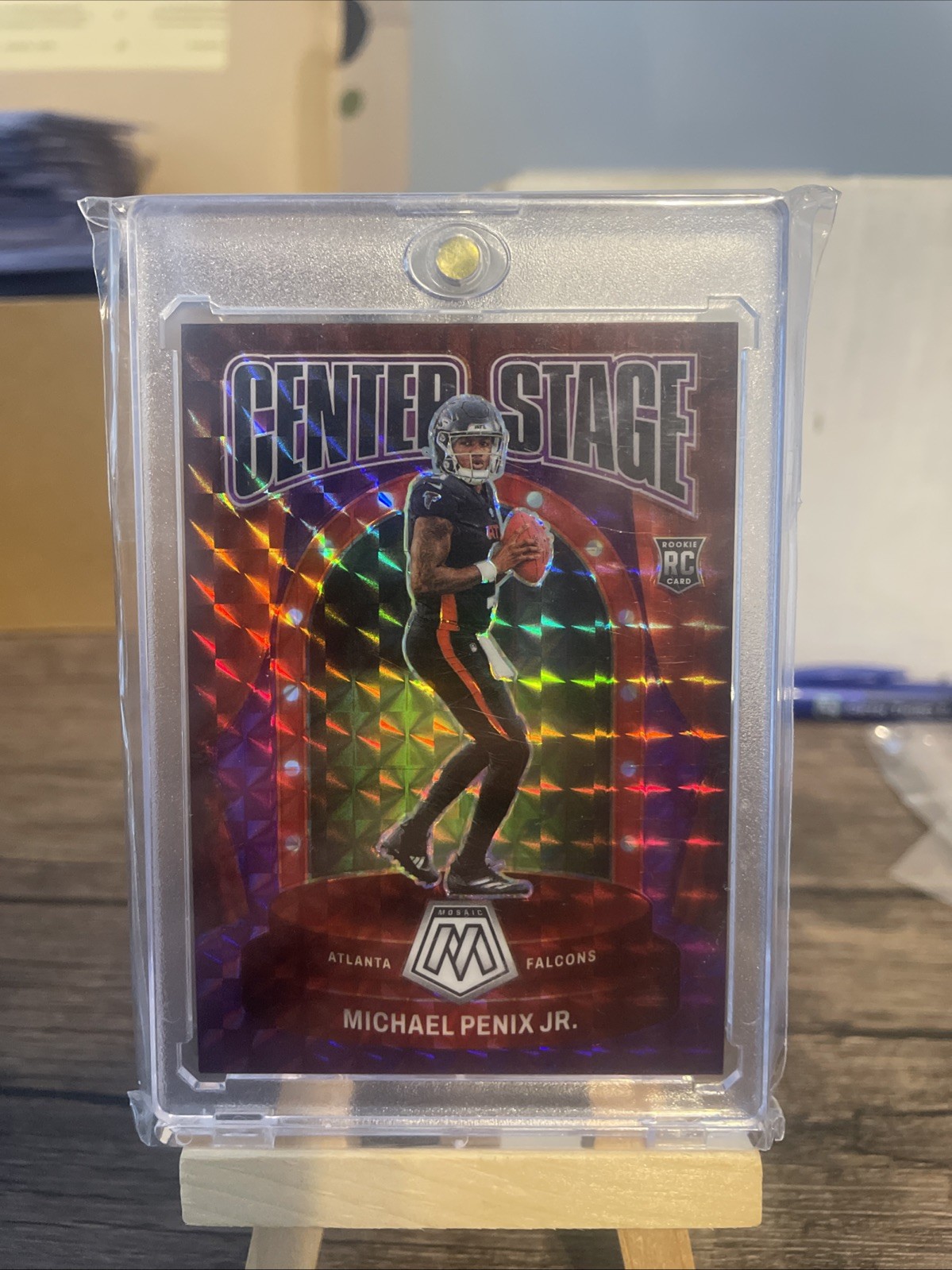 2024 Panini Mosaic Michael Penix Jr. Rookie Center Stage Purple Prizm /49 RC