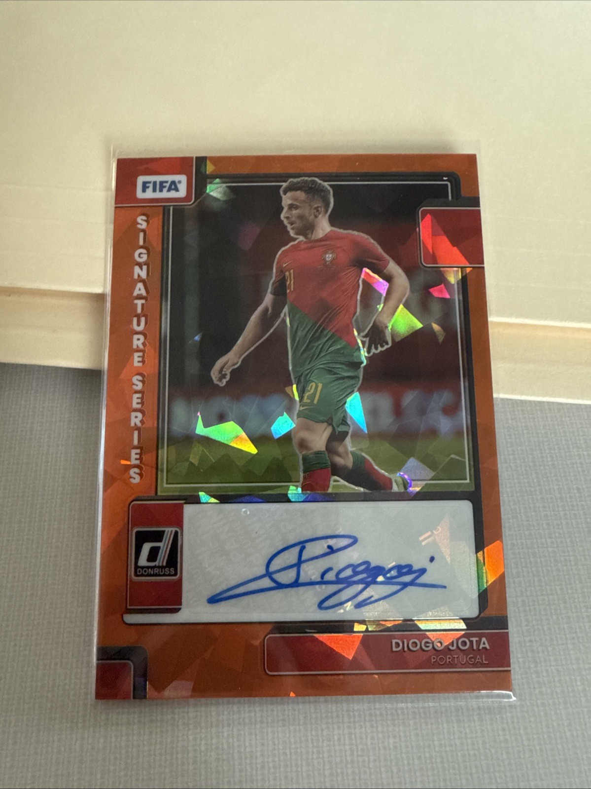 2022-23 Panini Donruss - Signature Series Diogo Jota #SS-DJO Orange Ice Prizm