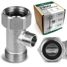 Bidet T Adapter, 15/16" x 15/16" x 9/16" 3 Way Brass Bidet Adapter for Toilet