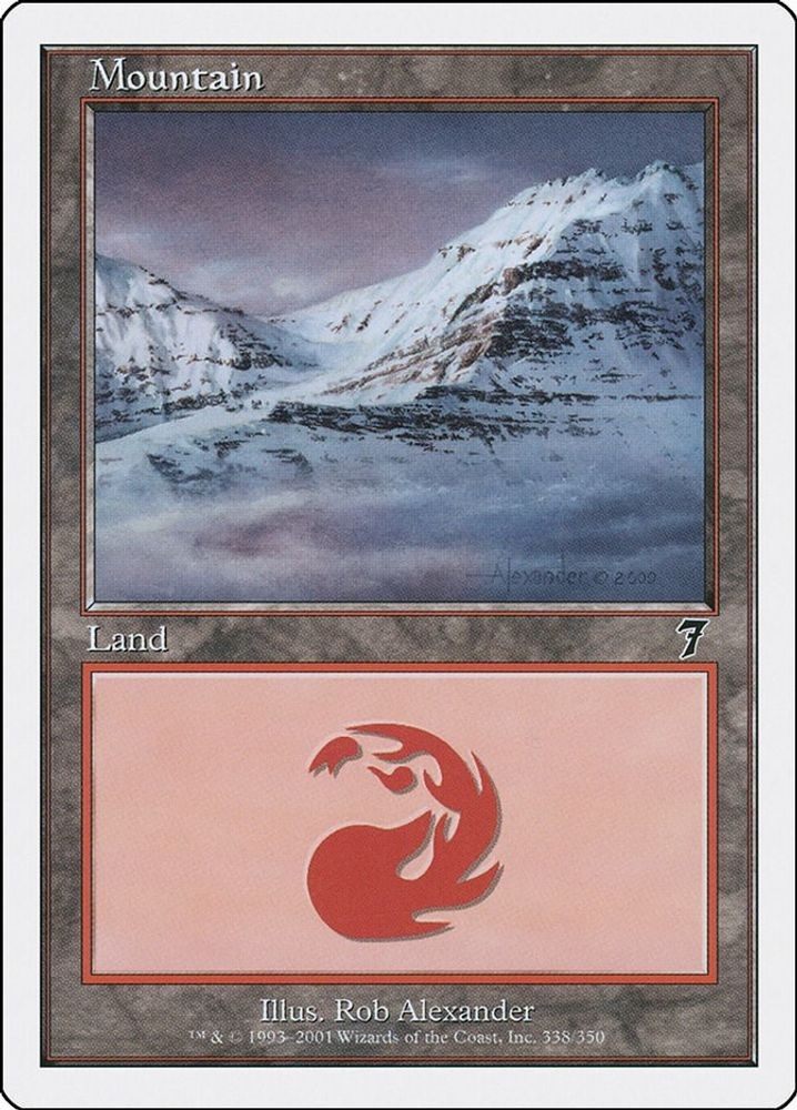 2001 Magic: The Gathering: 7th Edition Mountain 338 (#338, Land, Lightly Played)