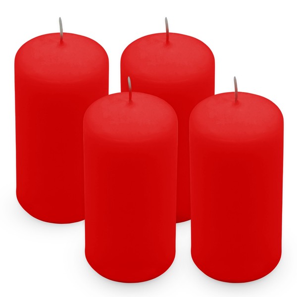 Echtwachs Stumpenkerzen 4Er Set - Rot - Advent Weihnachten Tisch Deko Kerze-image
