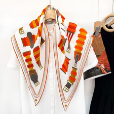 100 Mulberry Silk Scarf 126X85X85cm Bandana strip Print Neckerchief Shawl Wrap
