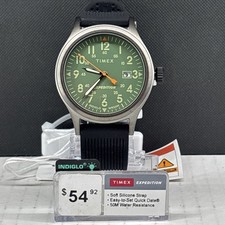 Timex Mens Expedition Scout 40mm Watch, Black Strap Green Dial Gunmetal Case NEW
