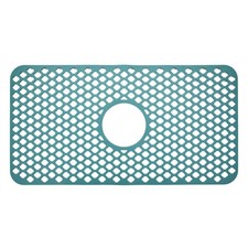 Silicone Sink Protector, 24.8" x 13" Sink Mat with Center Drain Hole, Green