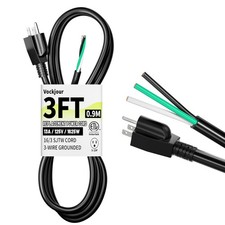 3 ft 16/3 Appliance and Power Tool Cord, 16 AWG 3 Prong Black Heavy Duty Repl...