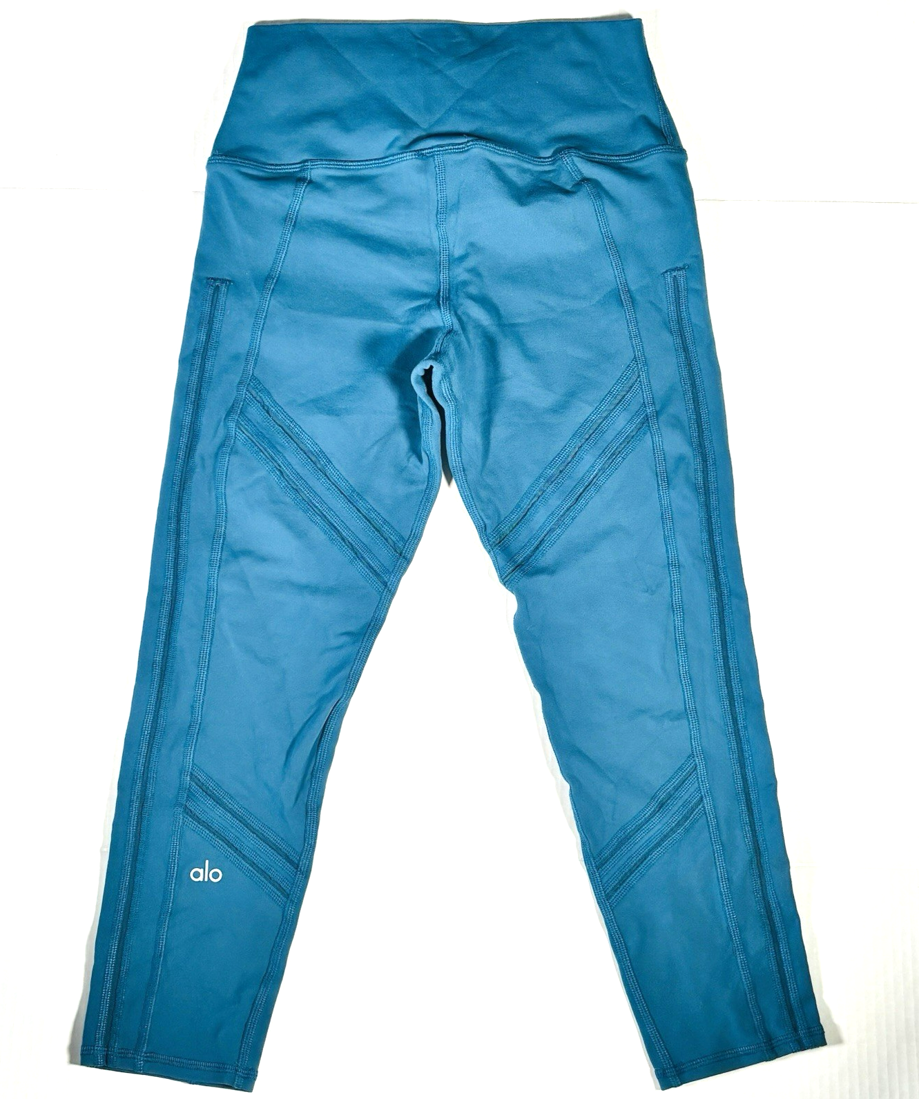 Alo Yoga High Rise Capri Leggings Teal Size S EUC Womens Yoga Activewear