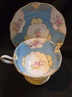 Rare Royal Albert Cup Saucer Blue With White Cameos & Flowers 1930s — photo 1