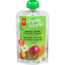 4-Pack PC Organics Mango, Apple, Carrot, and Peach Strained Organic Baby Food
