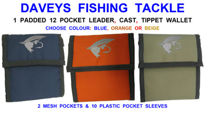 12 POCKET PADDED LEADER WALLET TIPPET CAST FLY LINE RIG WALLET FORELLENANGELN