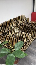 Mid-century 1970s Striped Draylon Fabric Sofa 2 Seater