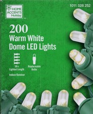 HOME ACCENTS HOLIDAY 1011 028 252 200CT WARM WHITE DOME LED LIGHTS 58' - NEW 